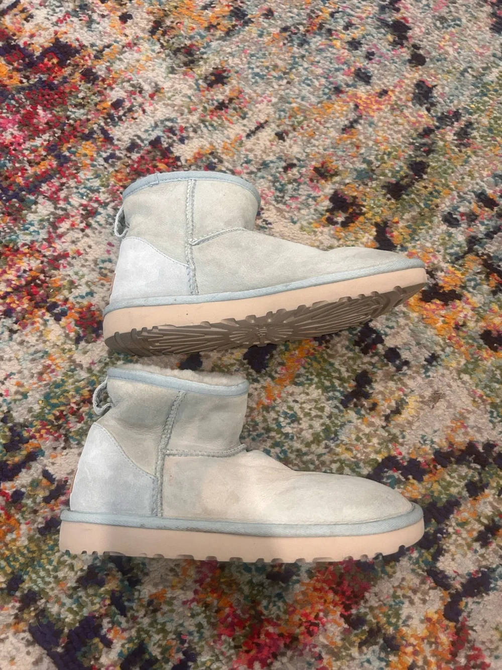 UGG Light Blue Short Suede Shearling Boots